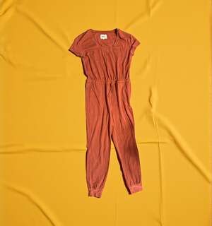 Madewell MWL Breeze Drawstring Jogger Jumpsuit in Rust